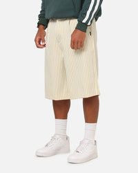 Carre Heritage Pleated Shorts Off White Pinstripe