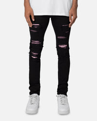MNML X555 Crystal Skinny Denim Jeans Black/Pink