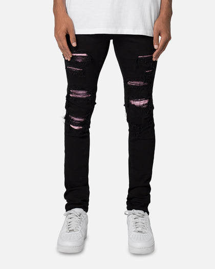MNML X555 Crystal Skinny Denim Jeans Black/Pink
