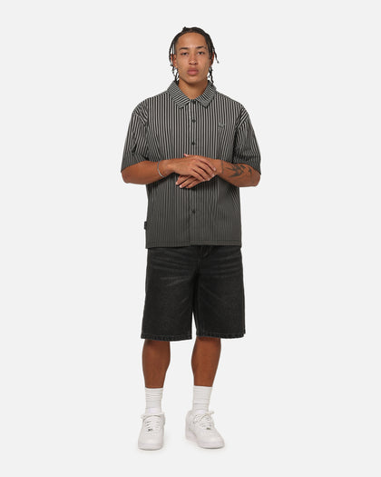 Saint Morta Vela Pinstripe Button Up Shirt Black/White