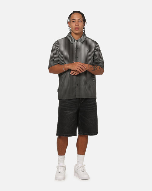 Saint Morta Vela Pinstripe Button Up Shirt Black/White