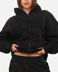 Ed Hardy Fray Zip Hoodie Black