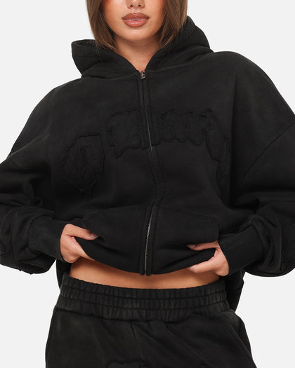 Ed Hardy Fray Zip Hoodie Black