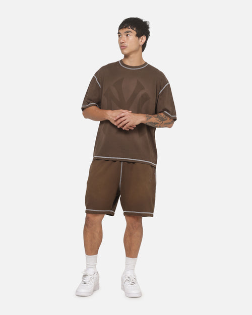 New Era Acid Wash Fleece Shorts Brown