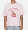 Majestic Athletic Los Angeles Dodgers Blackletter Arch Cropped T-Shirt Pink