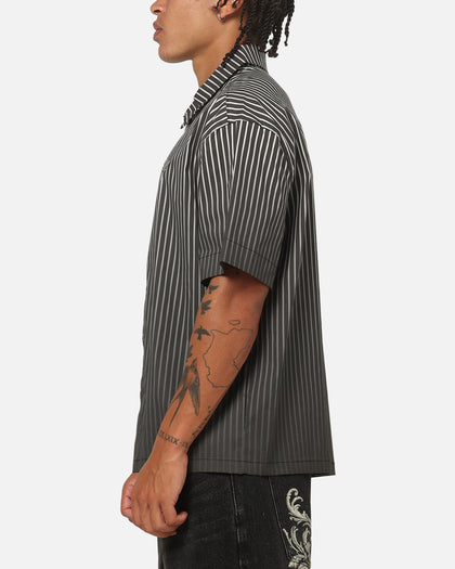 Saint Morta Vela Pinstripe Button Up Shirt Black/White