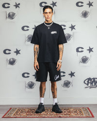 Carre Tag Mock Neck T-Shirt Black