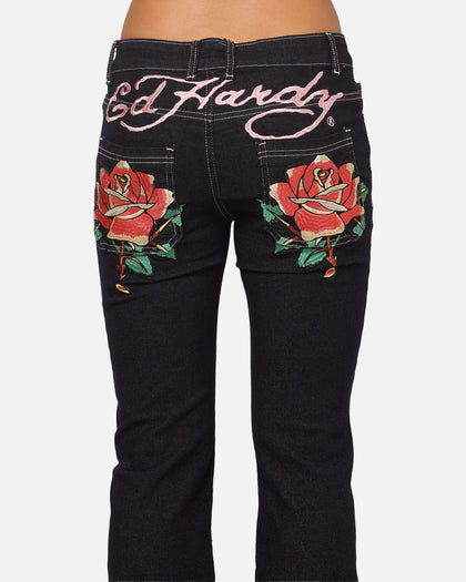 Ed Hardy Women's Rose Bootcut Jeans Raw Indigo
