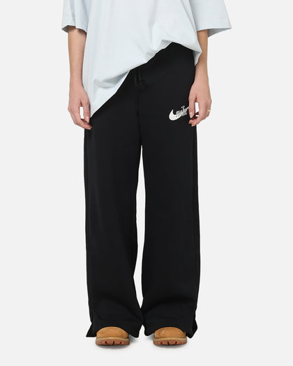 Nike Women's Sportswear Phoenix Fleece High-Waisted Wide-Leg Logo Pants Black/Summit White