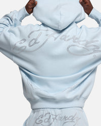 Ed Hardy Cyber Rhinestone Zip-Up Hoodie Light Blue