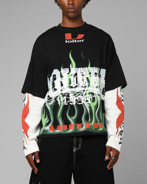 Loiter Inferno Layered Long Sleeve T-Shirt Black