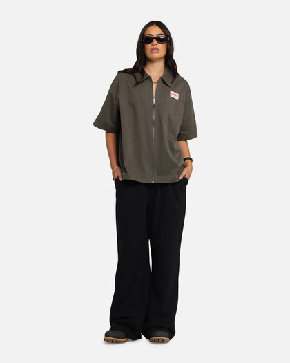 Carre Workwear Zip Up Shirt Khaki