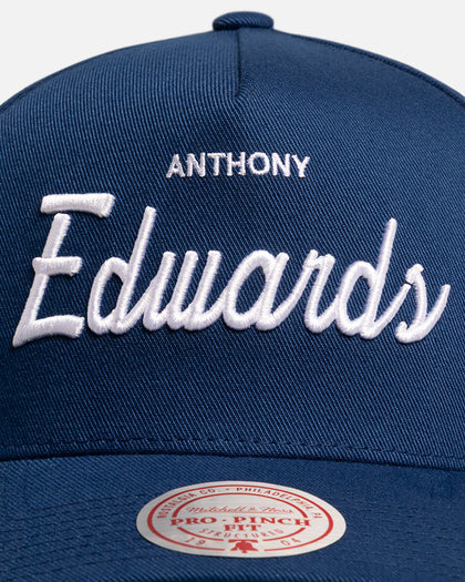 Mitchell & Ness Minnesota Timberwolves Anthony Edwards 'Classic' Script Pro Pinch Snapback Navy