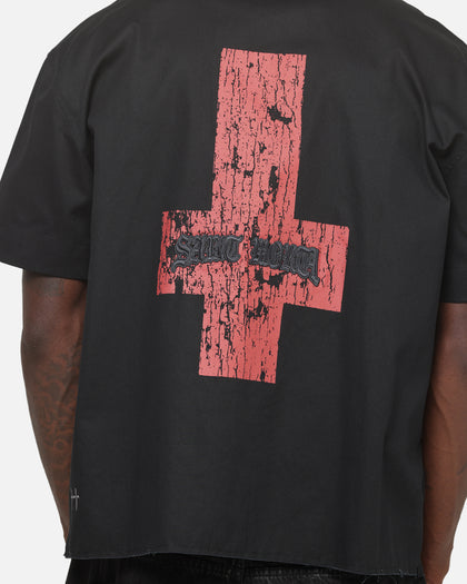 Saint Morta Saints Marked Button Up Shirt Washed Black