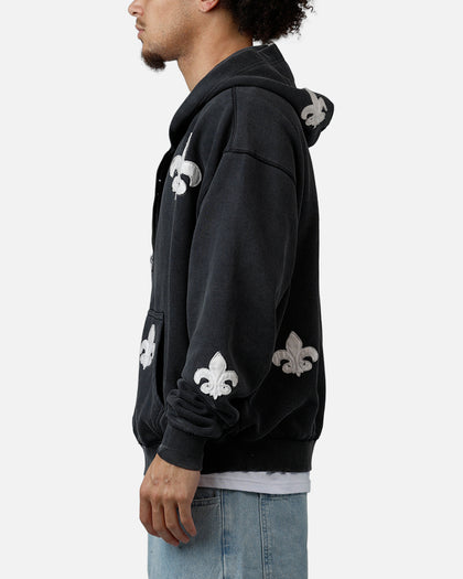 MNML Fleur Zip Up Hoodie Washed Black