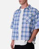 MNML Crop Flannel Short Sleeve Shirt Blue