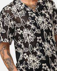 XXIII Resort Knit Button Up Shirt Black/Cream