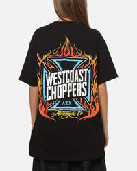 West Coast Choppers Skew Logo Flames T-Shirt Black