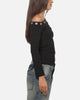 Ed Hardy Women's Eyelet 3/4 Sleeve T-Shirt Black