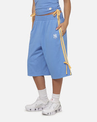 Majestic Atheltic Women's New York Yankees Contrast Tie Long Shorts Marina Blue