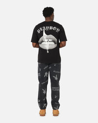 Playboy Gothic Mono Lips T-Shirt Black