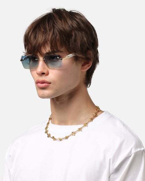 Belvoir & Co Hampton Diamond Cut Sunglasses Gold/Blue