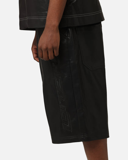 Loiter Motor PU Leather Shorts Black