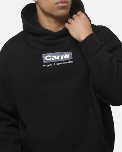 Carre Box Check Hoodie Solid Black