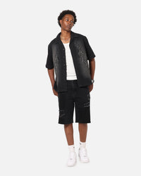 Saint Morta Tribal Denim Button Up Shirt Sunfade Black