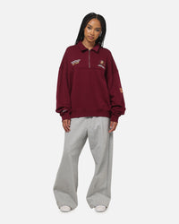 Mitchell & Ness Queensland Maroon Oversized Quarter Zip Crewneck Maroon