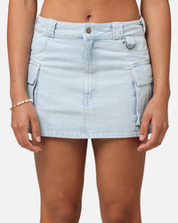 Dickies Women's 874 Light Denim Cargo Mini Skirt Sky Blue