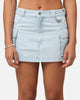 Dickies Women's 874 Light Denim Cargo Mini Skirt Sky Blue