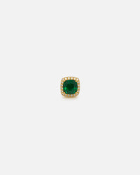 Saint Morta Cushion Cut Halo Earrings Iced Gold/Emerald