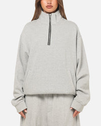American Thrift Leisure Quarter Zip Mock Neck Sweater Grey Marle