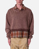 MNML Flannel Crew Pullover Sweater Brown