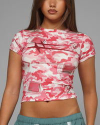 Loiter Women's Hybrid Baby T-Shirt Pink Camo