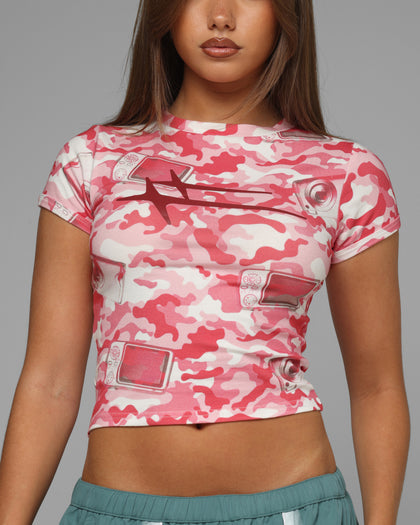 Loiter Women's Hybrid Baby T-Shirt Pink Camo