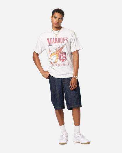 Queensland Ruby League Queensland Maroons Flaming Ball T-Shirt Silver Marle