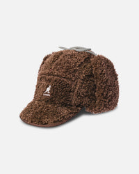Kangol Faux Shearling Utility Flap Cap Brown