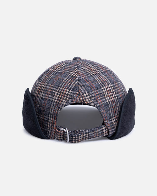 Kangol Plaid Earflaps Baseball Cap Grey