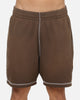 New Era Acid Wash Fleece Shorts Brown