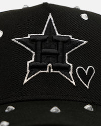 New Era Houston Astros 'Black Satin Hearts' 9FORTY A-Frame Snapback Black