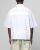 Loiter Cyber Zip Up Short Sleeve Shirt Blue Pin Stripe