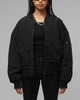 Loiter Hybrid Cropped Bomber Jacket Black