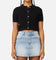 XXIII Women's Cropped Zyair Button Up Shirt Black