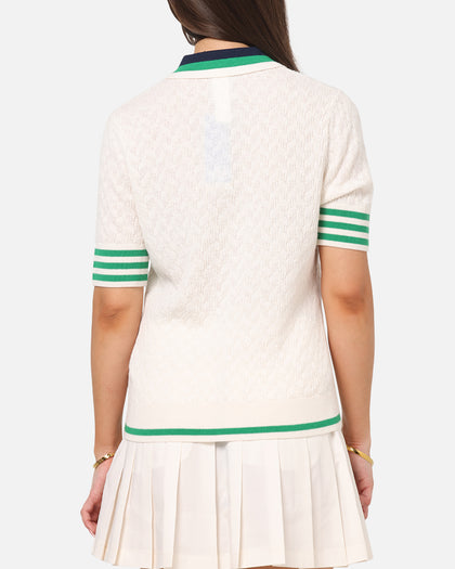 Adidas Women's Originals Knit Polo T-Shirt Chalk White