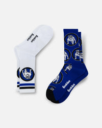 Foot-ies Canterbury-Bankstown Bulldogs Crew Socks 2 Pack White/Blue