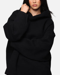 MNML Tonal Grain Knitted Hoodie Black