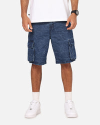 Saint Morta Denim Cargo Shorts Crinkle Stonewash
