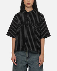 Ed Hardy Eagle Button Up Shirt Black Pinstripe